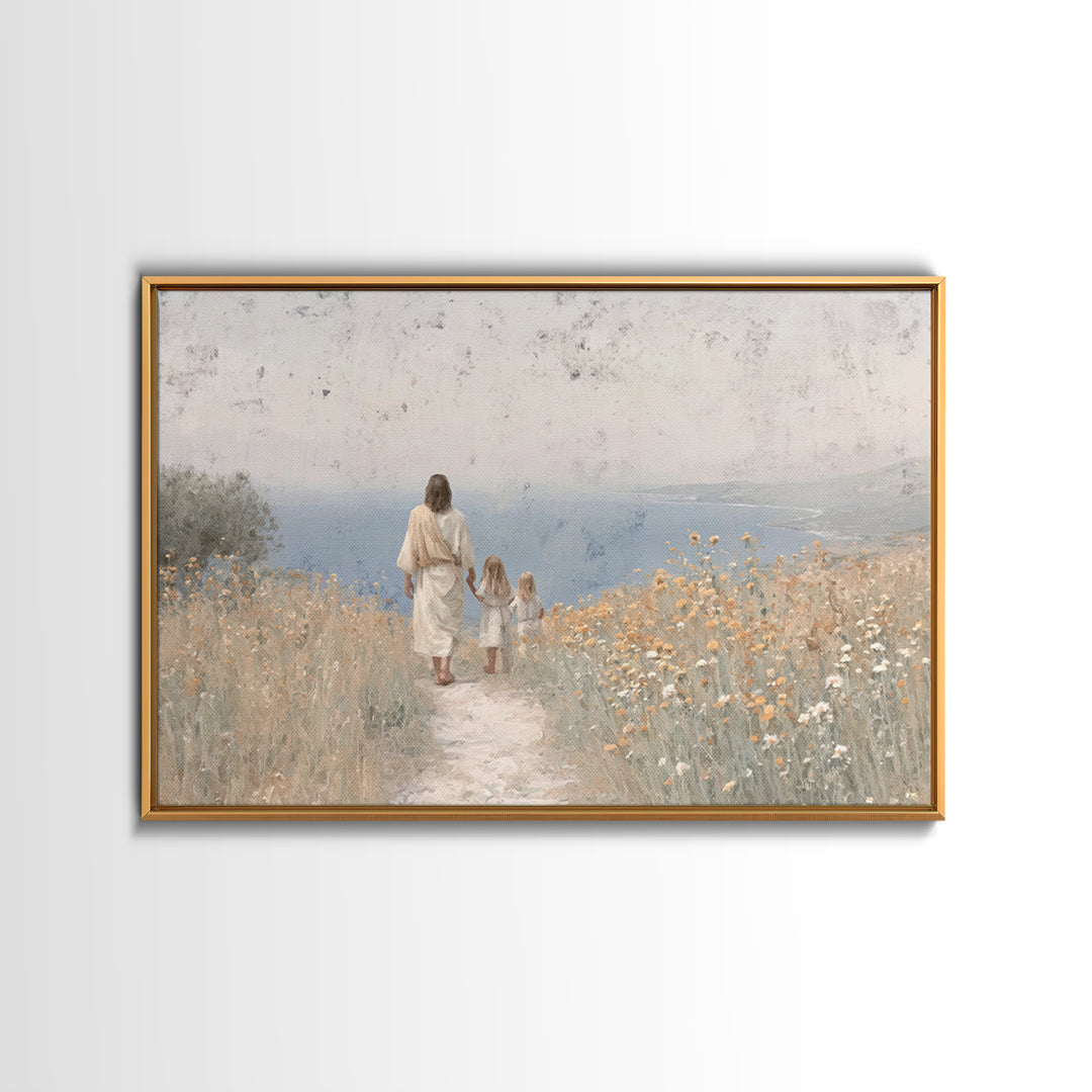 Path Of Grace, Framed Canvas Print, Christian Wall Art, Christian Art Canvas, Jesus Painting, Minimalist Christian Art
