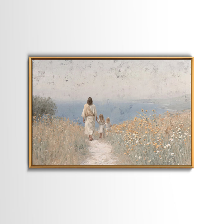 Path Of Grace, Framed Canvas Print, Christian Wall Art, Christian Art Canvas, Jesus Painting, Minimalist Christian Art