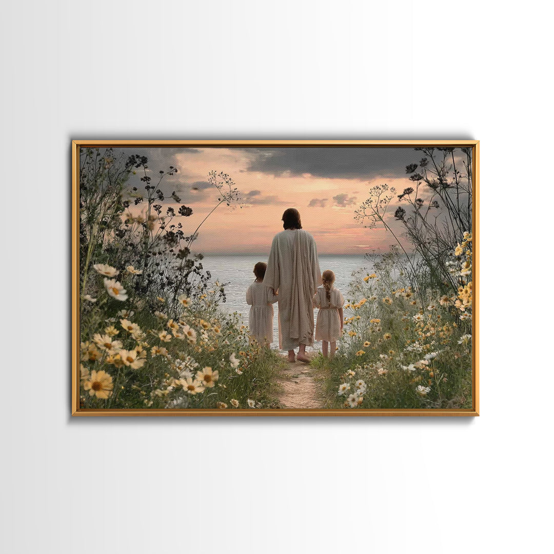 Sunset Of Mercy – Framed Canvas Print – Christian Art Canvas – Jesus Painting – Christian Wall Art – Moody Christian Art