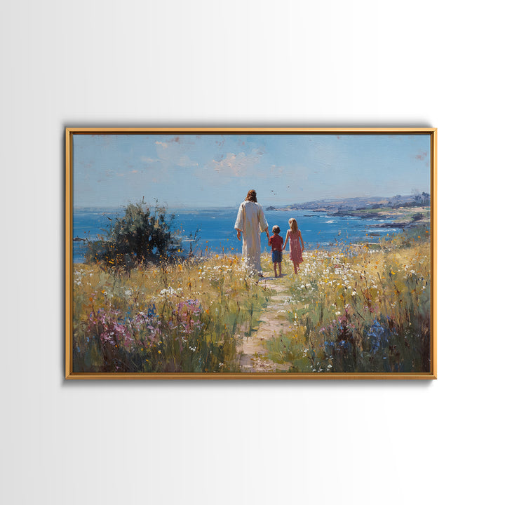 Hillside Hope, Framed Canvas Print, Christian Art Canvas, Christian Wall Art, Jesus Painting, Subtle Christian Art
