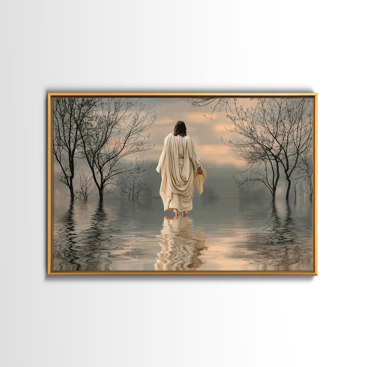 Evening Shepherd Light | Framed Canvas Print | Christian Wall Art | Jesus Painting | Christian Art Canvas | Moody Christian Art | Christian