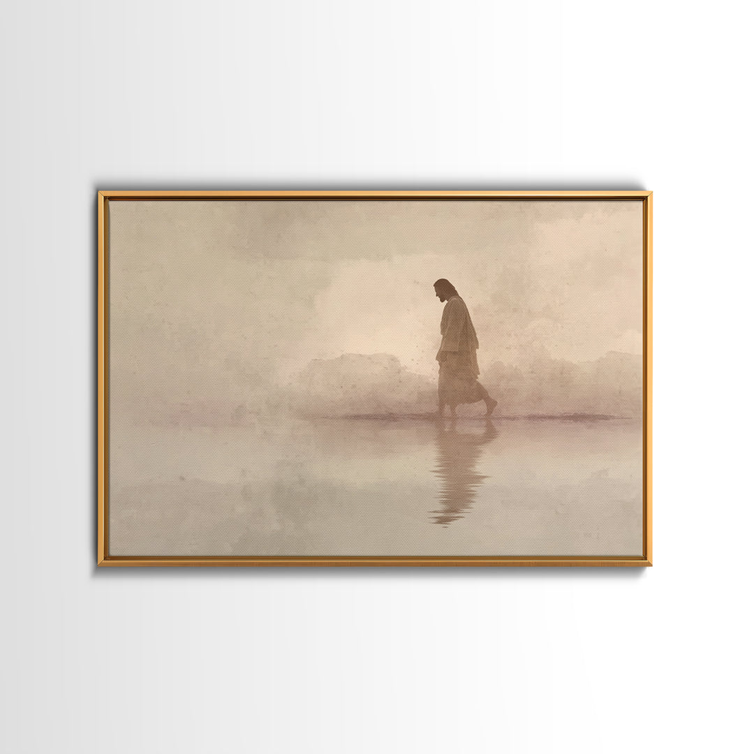 Desert Footsteps – Framed Canvas Print – Christian Art Canvas – Jesus Painting – Minimalist Christian Art – Christian Wall Art – Christian