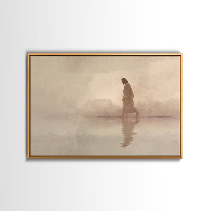 Desert Footsteps – Framed Canvas Print – Christian Art Canvas – Jesus Painting – Minimalist Christian Art – Christian Wall Art – Christian