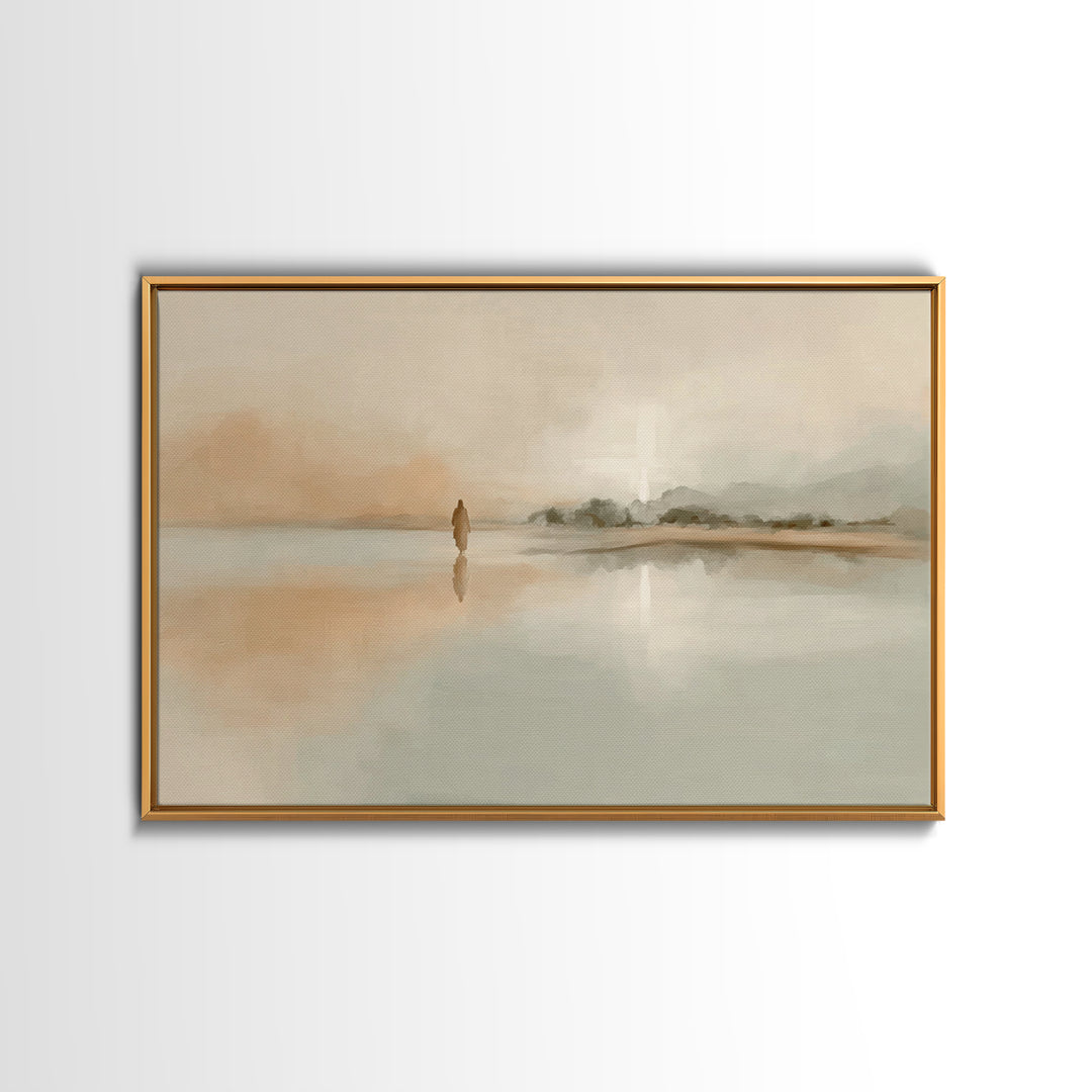 Silent Horizon Peace, Framed Canvas Print, Christian Wall Art, Jesus Painting, Christian Art Canvas, Vintage Christian Art, Large Christian