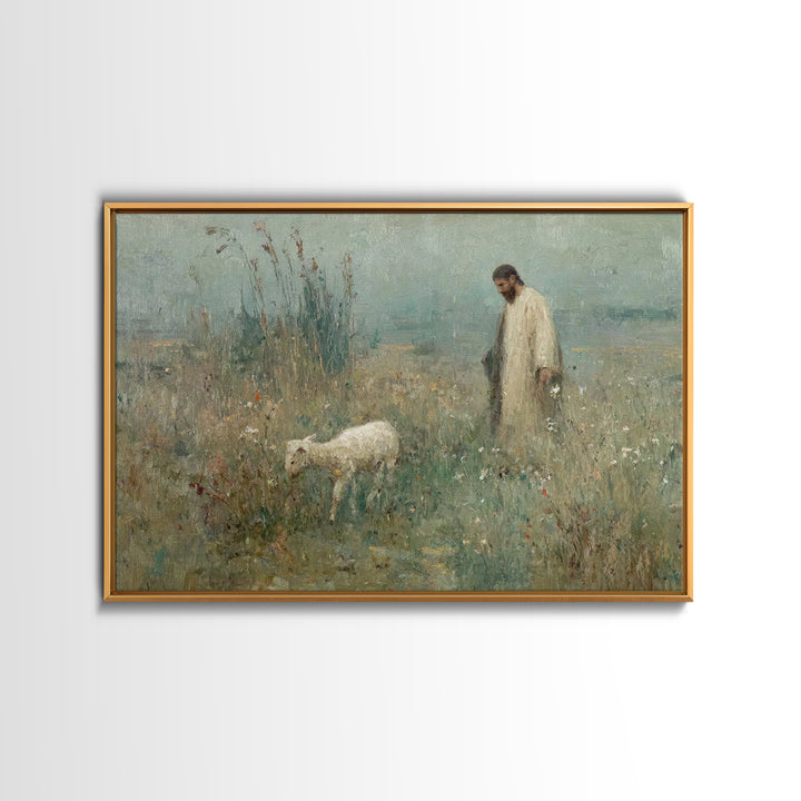 Guiding Lamb | Framed Canvas Print | Christian Art Canvas | Jesus Painting | Christian Wall Art | Christian Decoration | Christian Gift Ide