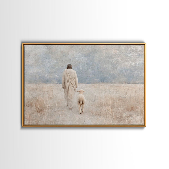 Gentle Path – Framed Canvas Print – Christian Wall Art – Jesus Painting – Christian Art Canvas – Pastoral Scenery – Christian Decor for Hom