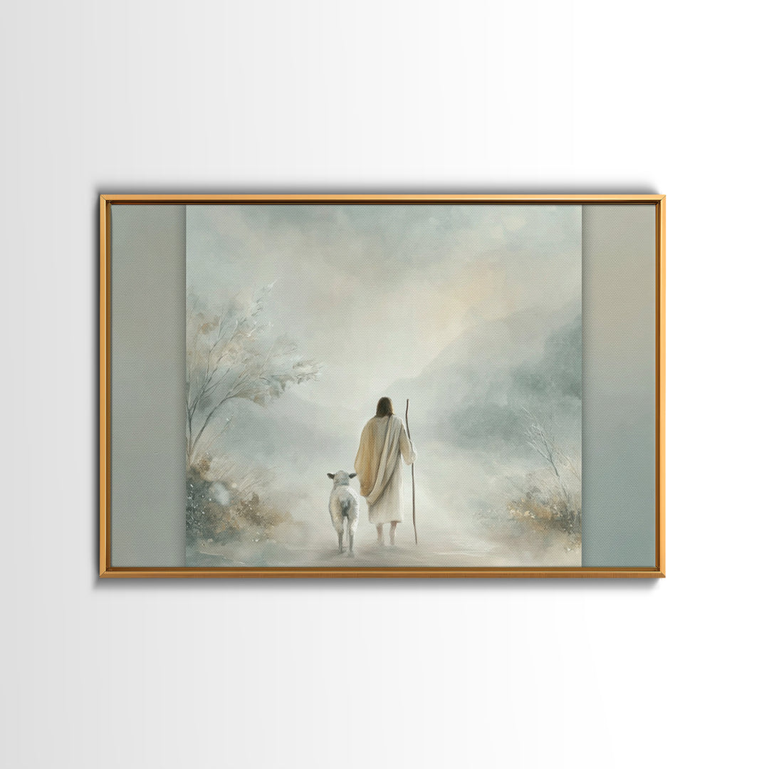 Peaceful Way – Framed Canvas Print – Christian Wall Art – Jesus Painting – Christian Art Print – Minimalist Christian Art – Christian Gift