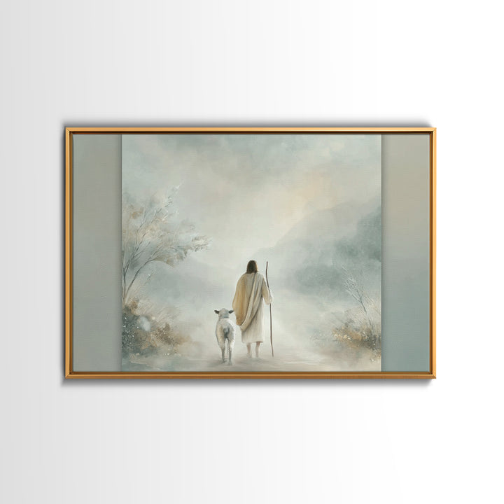 Peaceful Way – Framed Canvas Print – Christian Wall Art – Jesus Painting – Christian Art Print – Minimalist Christian Art – Christian Gift