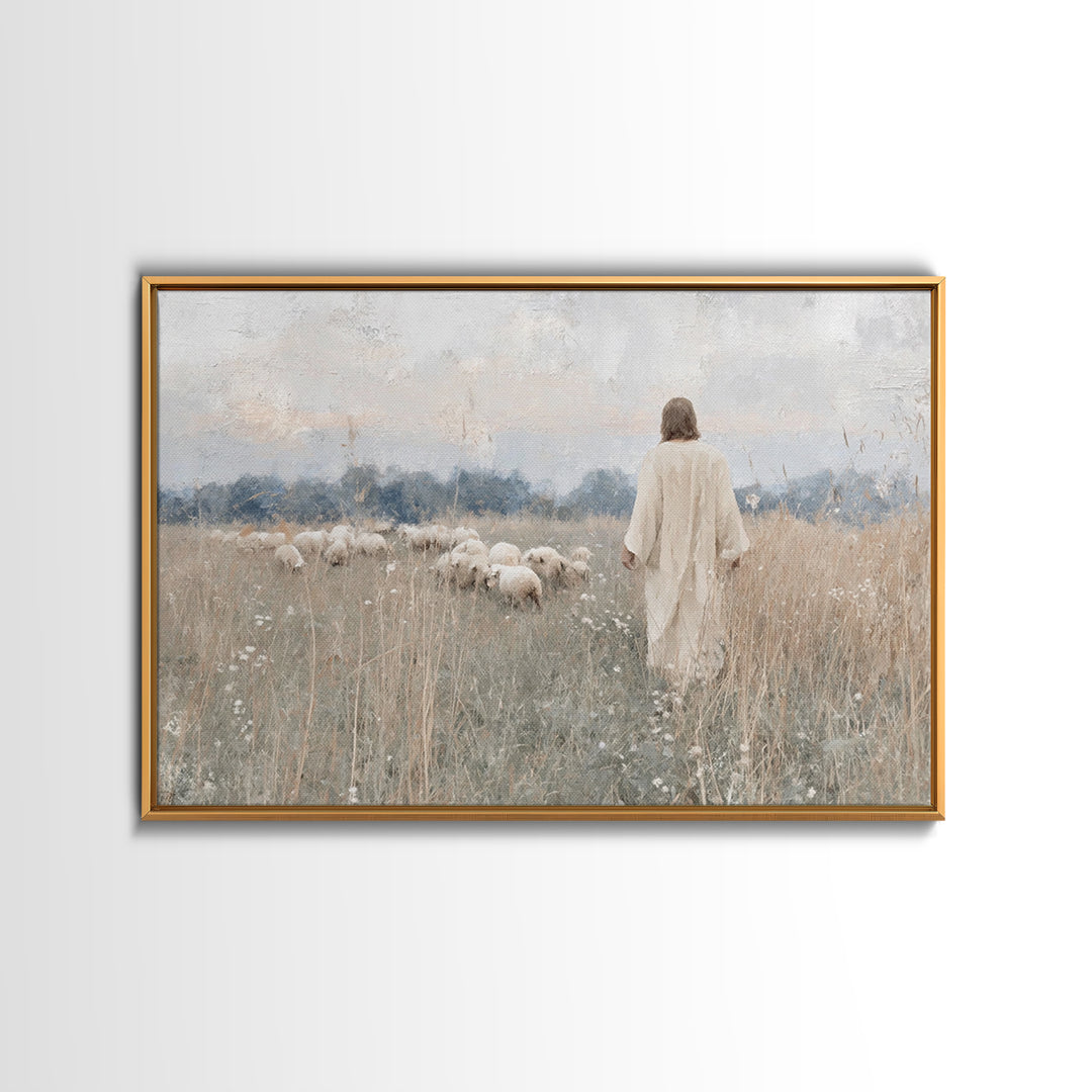 Quiet Meadow | Framed Canvas Print | Christian Wall Art | Christian Art Canvas | Jesus Painting | Minimalist Christian Art | Christian Art