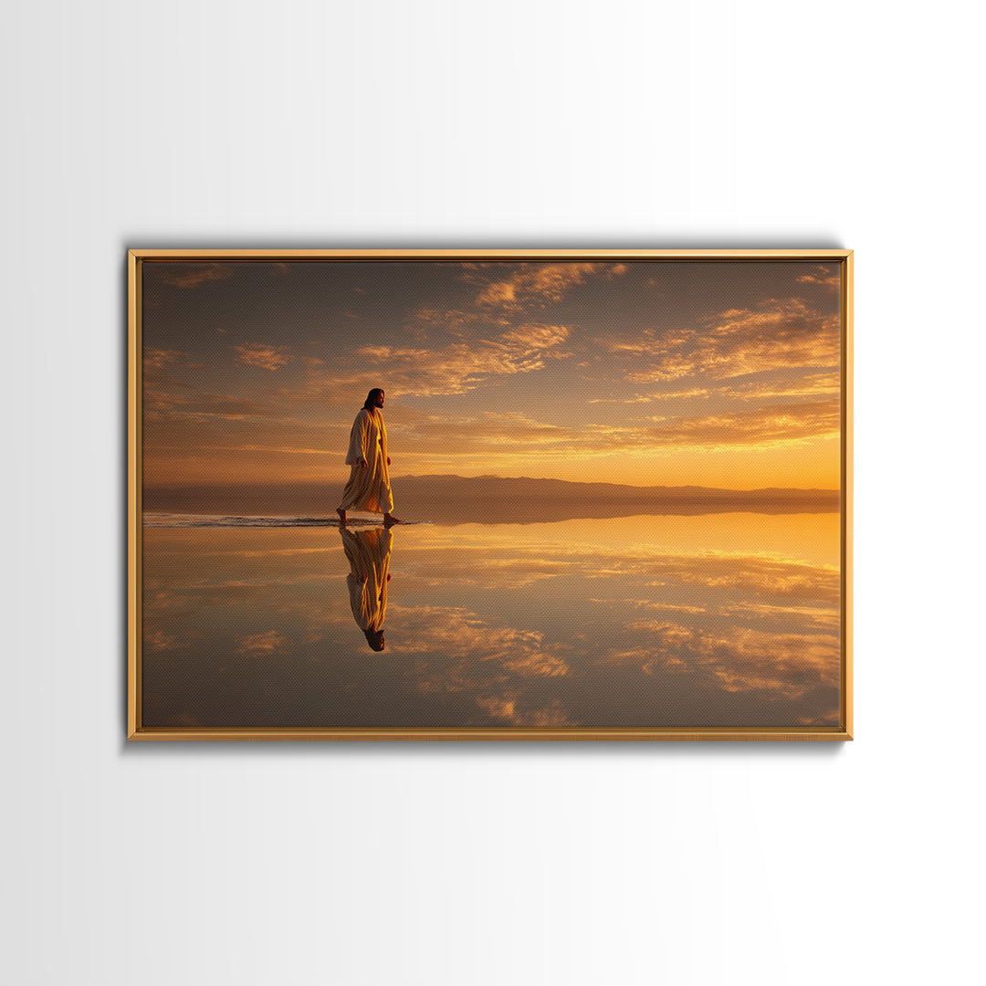 Golden Path Grace – Framed Canvas Print – Jesus Painting – Christian Art Canvas – Christian Wall Art – Modern Christian Painting – Christma