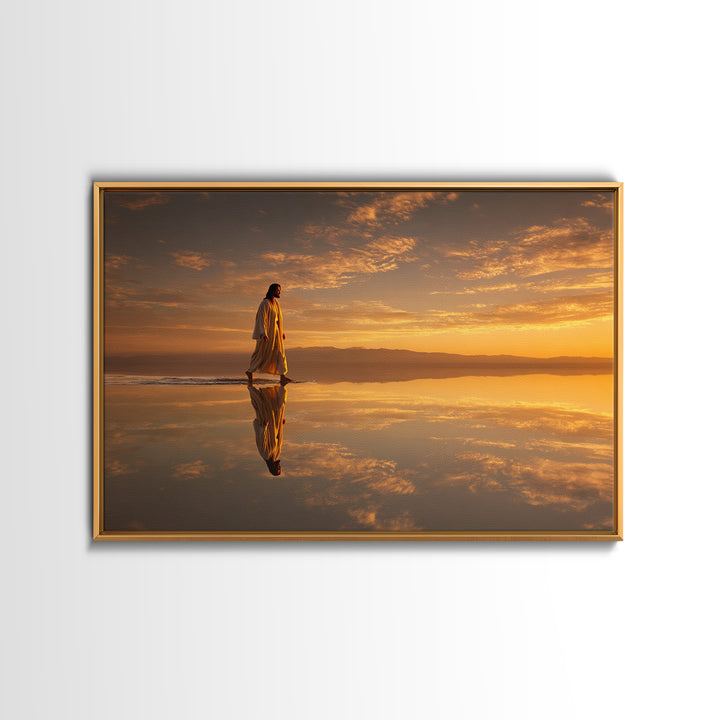 Golden Path Grace – Framed Canvas Print – Jesus Painting – Christian Art Canvas – Christian Wall Art – Modern Christian Painting – Christma