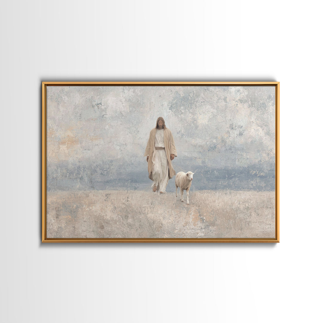 Meadow Grace – Framed Canvas Print – Christian Wall Art – Jesus Painting – Christian Art Canvas – Subtle Christian Art – Christian Gift Ide