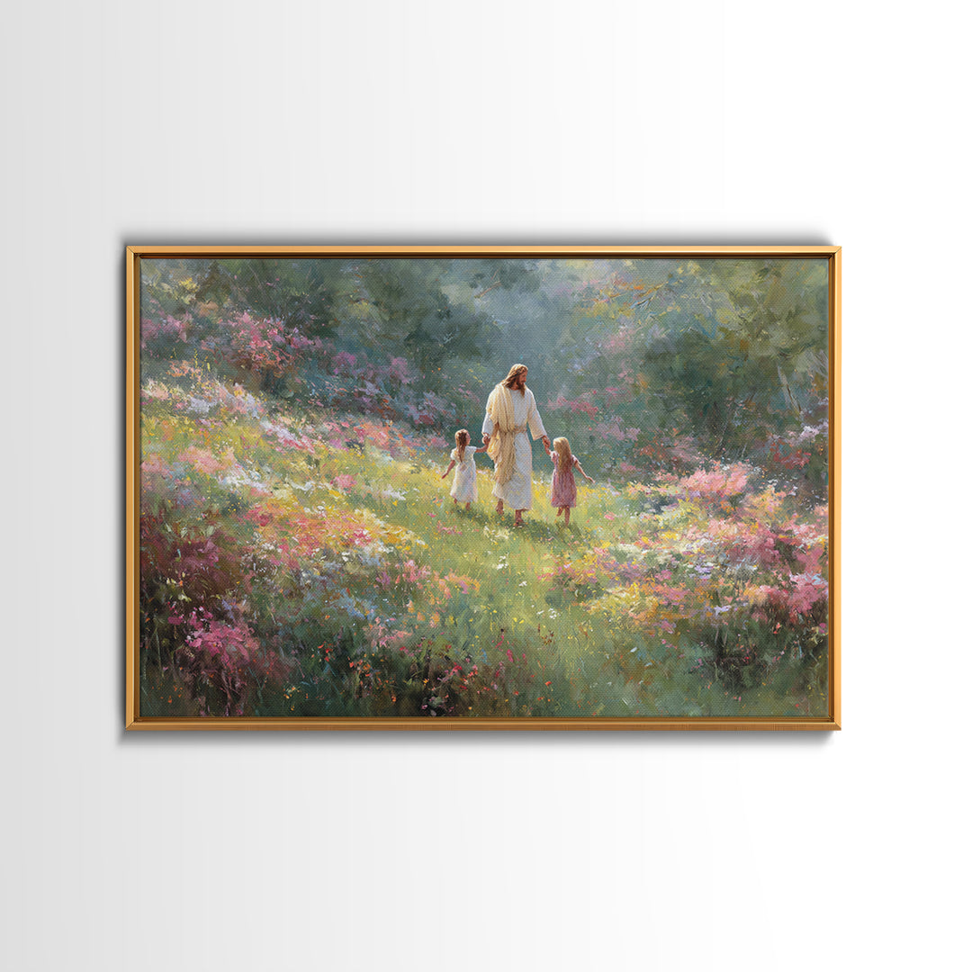 Blossoms Of Joy – Framed Canvas Print – Jesus Painting – Christian Art Canvas – Christian Wall Art – Large Christian Art – Christian Art Wo
