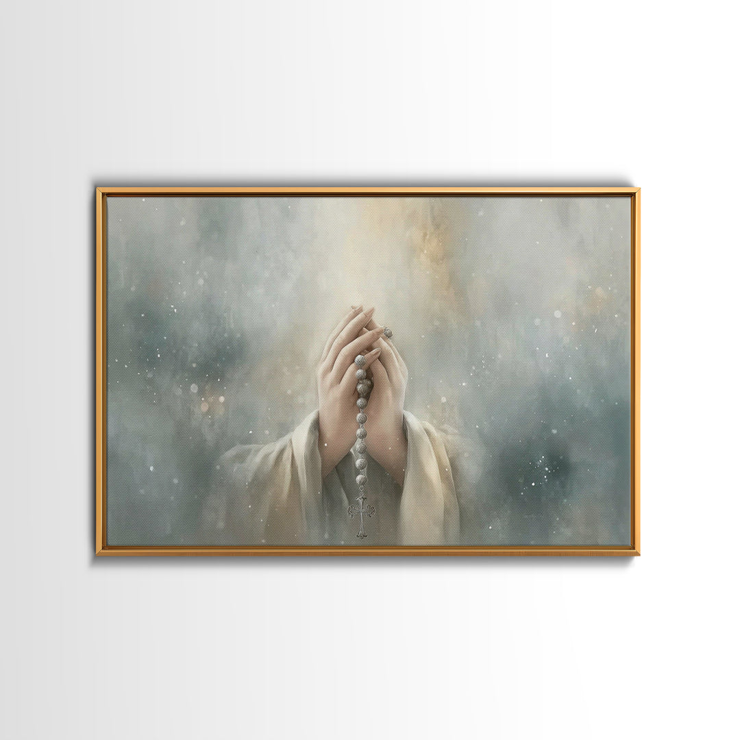 Starry Prayer – Framed Canvas Print – Christian Wall Art – Christian Art Canvas – Christian Painting – Christian Art Print – Modern Christi