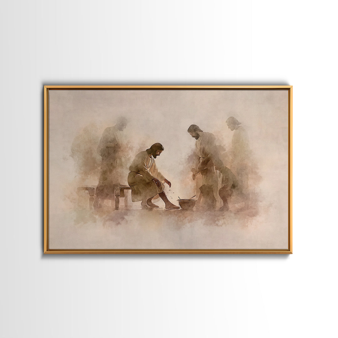 Humble Devotion | Framed Canvas Print | Christian Wall Art | Jesus Painting | Christian Art Canvas | Modern Christian Art | Christian Gift
