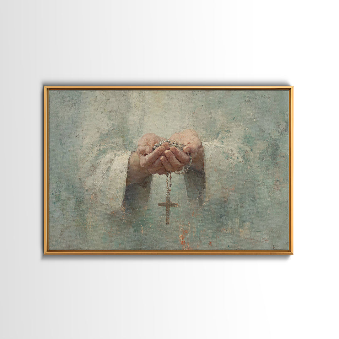Prayerful Grace – Framed Canvas Print – Christian Art Canvas – Christian Wall Art – Christian Painting – Christian Art Work – Subtle Christ