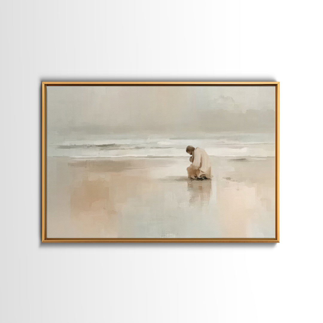 Solitary Grace, Framed Canvas Print, Christian Wall Art, Jesus Painting, Christian Art Canvas, Large Christian Art, Subtle Christian Art