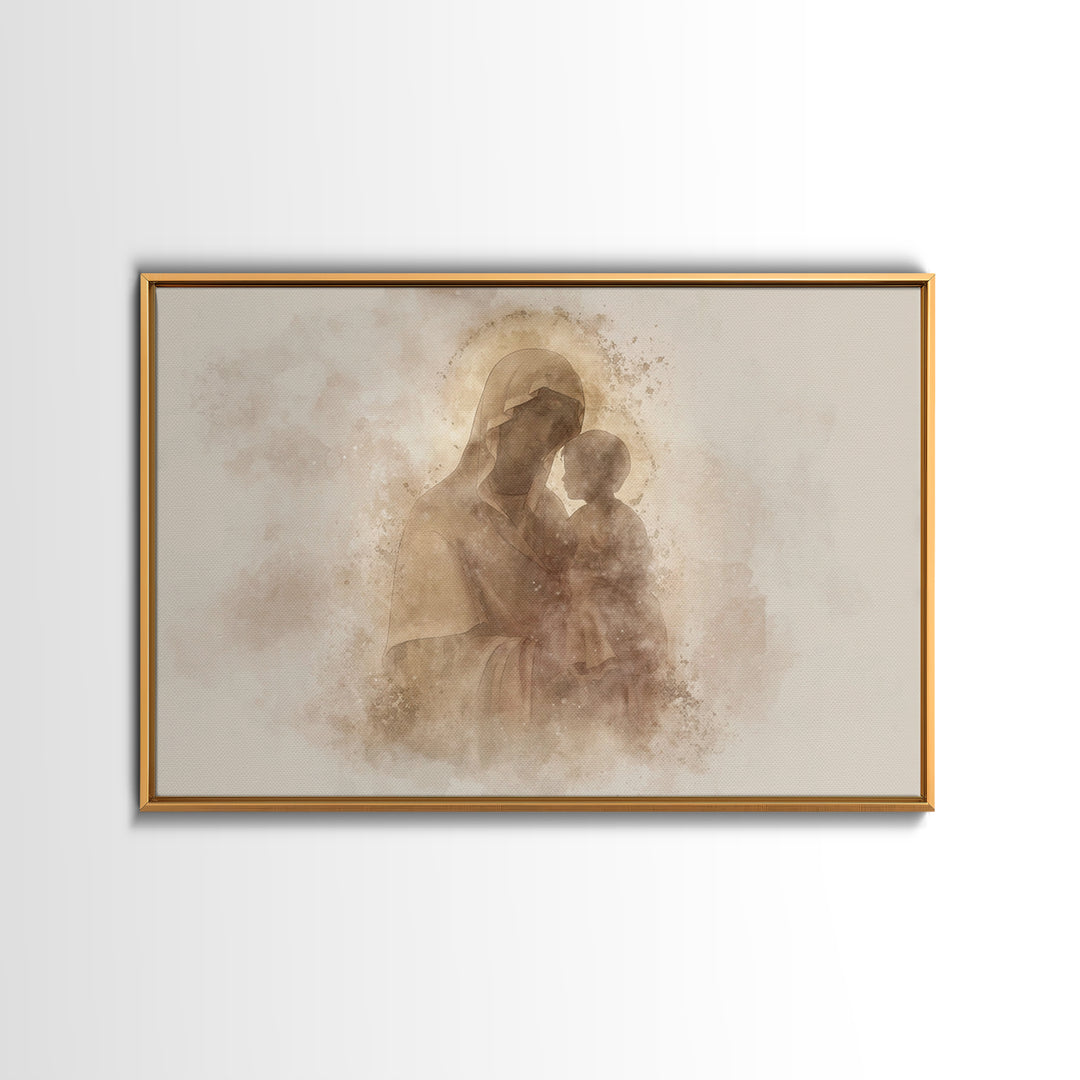 Radiant Innocence, Framed Canvas Print, Christian Wall Art, Mary And Jesus Painting, Christian Art Canvas, Large Christian Art, Modern Chri