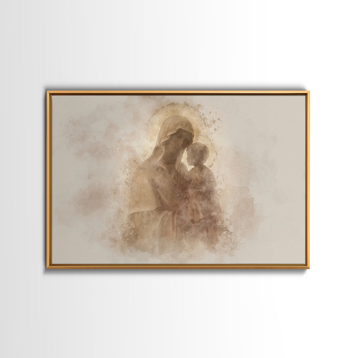 Radiant Innocence, Framed Canvas Print, Christian Wall Art, Mary And Jesus Painting, Christian Art Canvas, Large Christian Art, Modern Chri