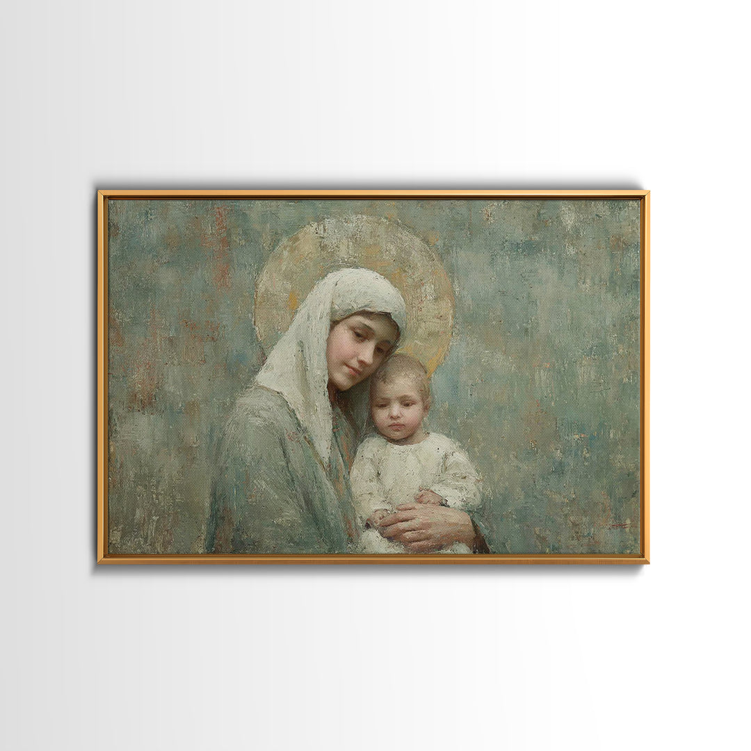 Halo Of Mercy | Framed Canvas Print | Mary And Jesus Painting | Christian Art | Christian Art Canvas | Christian Wall Art