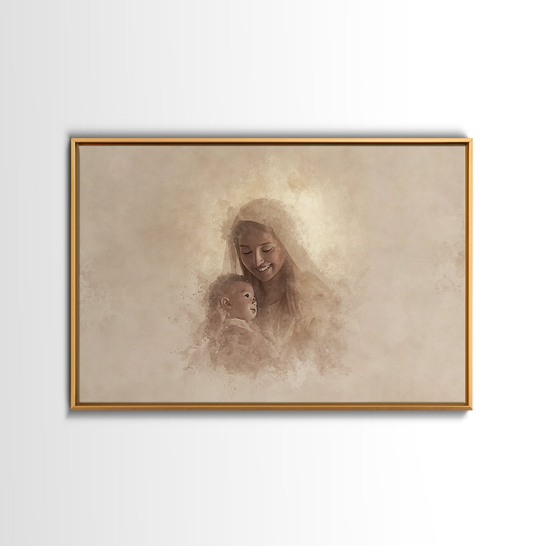 Sacred Joy | Framed Canvas Print | Christian Art Canvas | Christian Art | Christian Wall Art | Mary And Jesus Painting