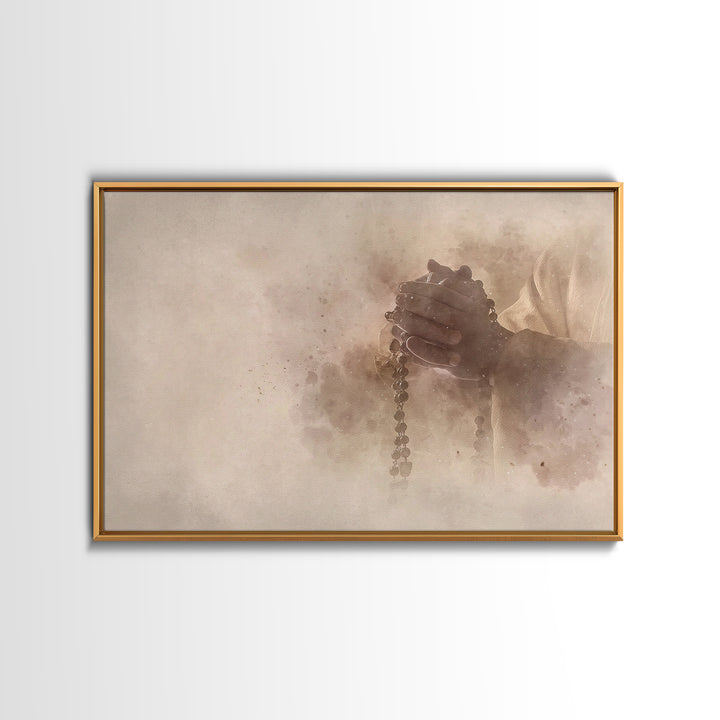 Prayerful Devotion – Framed Canvas Print – Christian Wall Art – Christian Art Canvas – Jesus Painting – Christian Gift Ideas – Subtle Chris