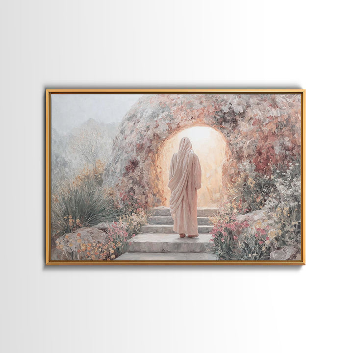 Risen Dawn Path – Framed Canvas Print – Jesus Painting – Christian Wall Art – Christian Art Canvas – Christian Gift Ideas – Christian Decor