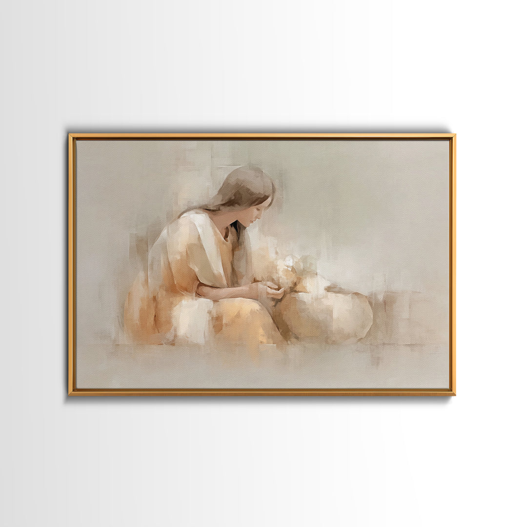 Gentle Offering Hope – Framed Canvas Print – Christian Decor – Christian Art Canvas – Christian Wall Art – Jesus Painting – Christian Gift