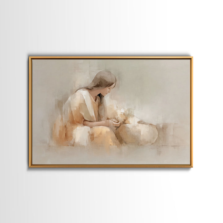 Gentle Offering Hope – Framed Canvas Print – Christian Decor – Christian Art Canvas – Christian Wall Art – Jesus Painting – Christian Gift