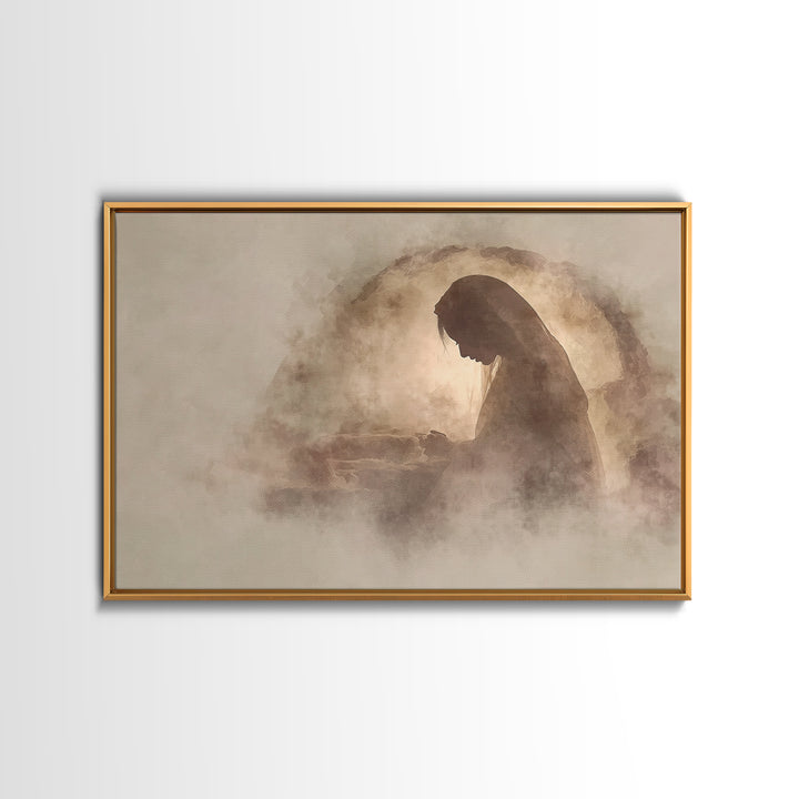 Silent Tomb Prayer – Framed Canvas Print – Christian Wall Art – Christian Gift Ideas – Christian Art Canvas – Jesus Painting – Christian De