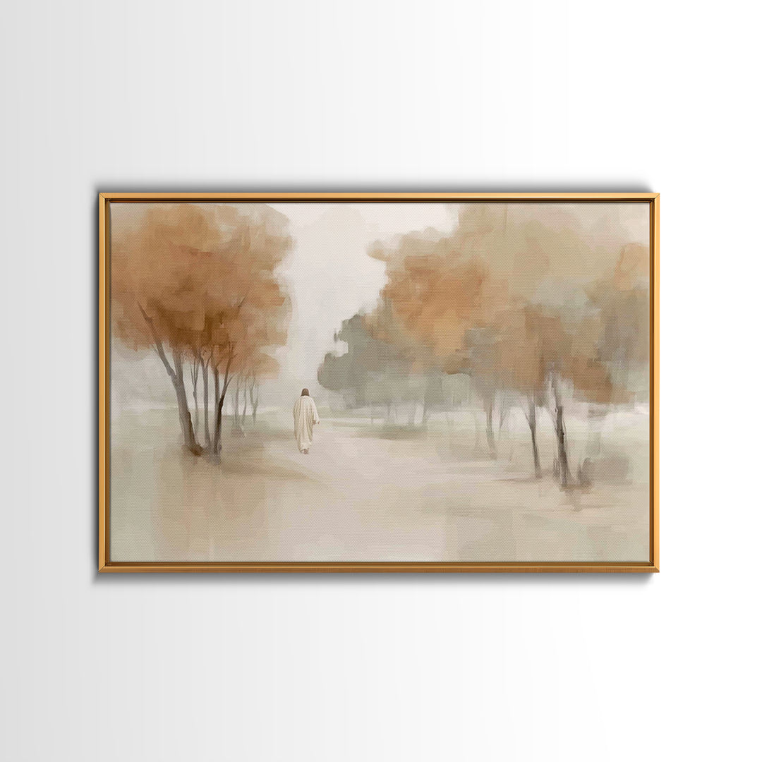 Autumn Grace Path – Framed Canvas Print – Christian Decor – Jesus Painting – Christian Art Canvas – Christian Wall Art – Christian Gift Ide