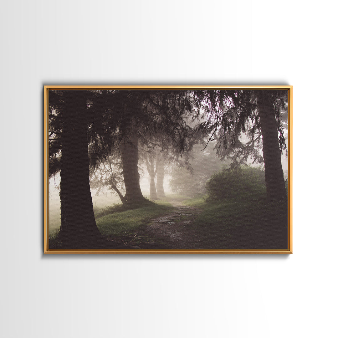 Mist Path Dawn – Framed Canvas Print – Christian Wall Art – Christian Art Canvas – Christian Gift Ideas – Christian Decor – Moody Christian