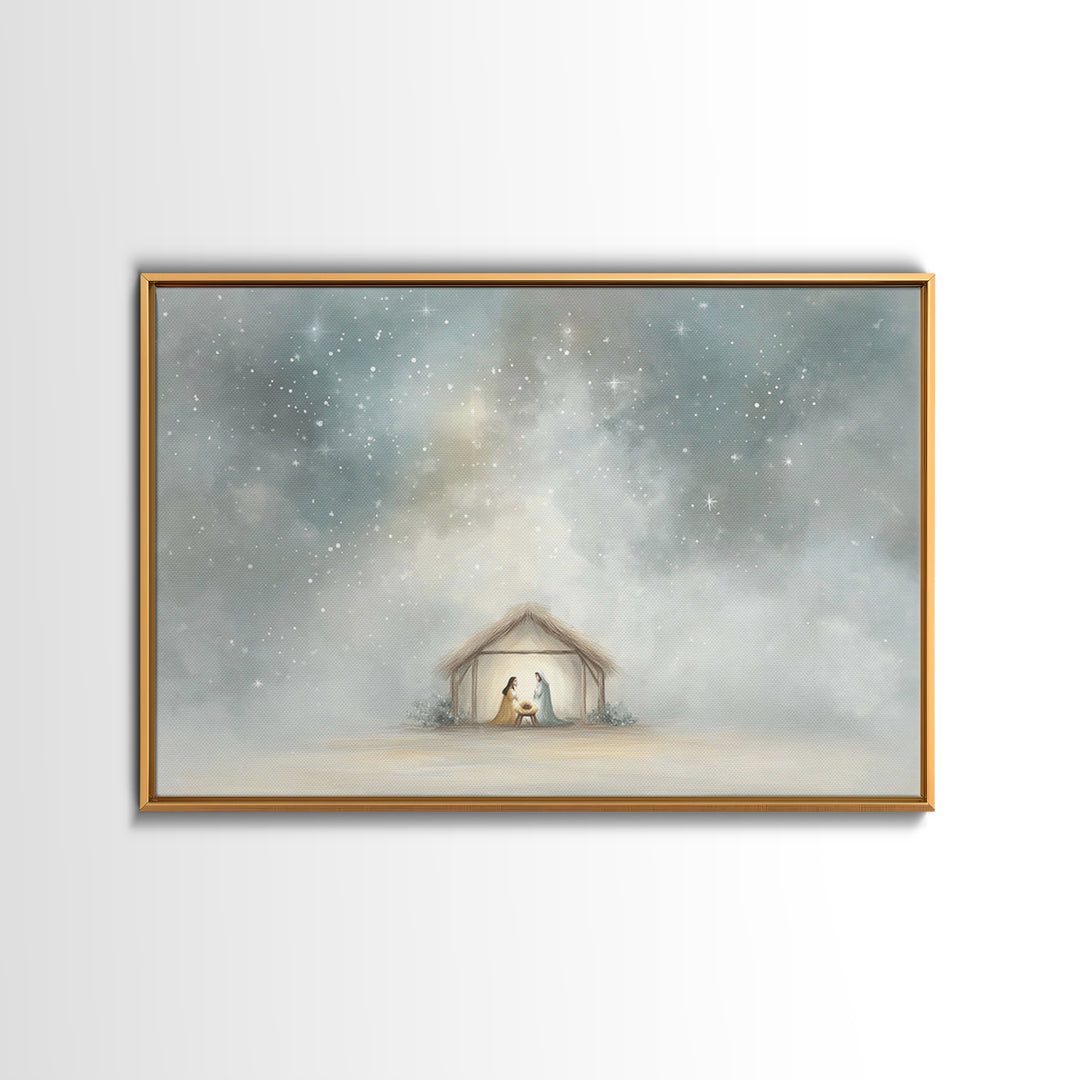 Holy Night Star – Framed Canvas Print – Christmas Art – Christian Christmas Art – Christmas Canvas Wall Art – Christian Wall Art – Christia