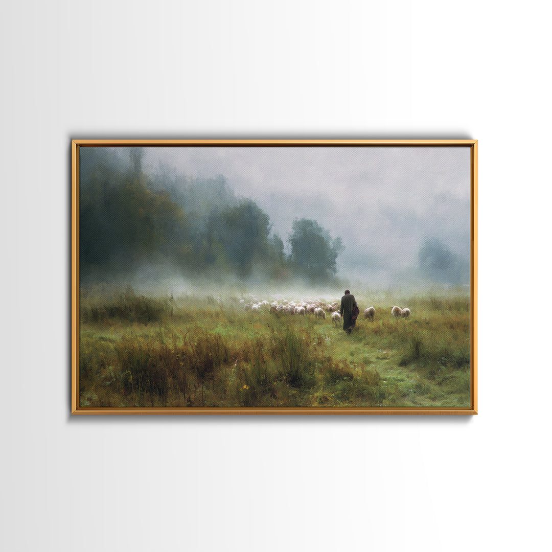Pasture of Peace | Framed Canvas Print | Christian Art Canvas | Jesus Painting | Christian Wall Art | Christian Gift Ideas | Subtle Christi