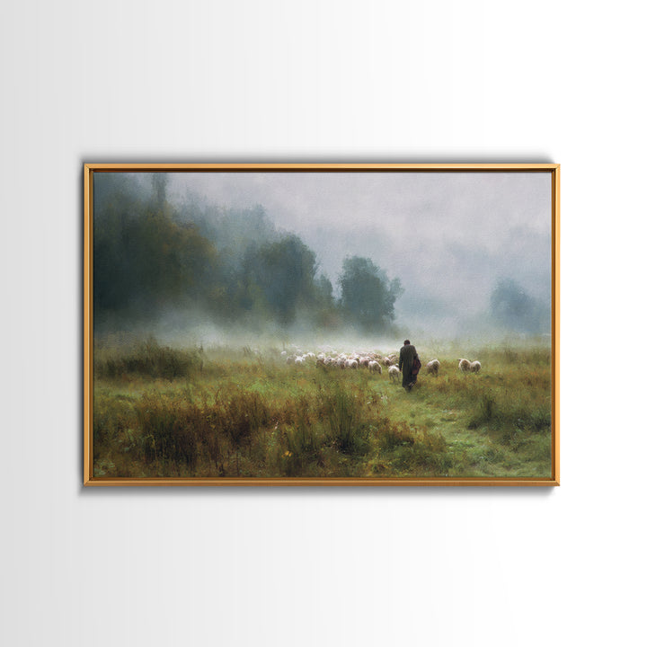 Pasture of Peace | Framed Canvas Print | Christian Art Canvas | Jesus Painting | Christian Wall Art | Christian Gift Ideas | Subtle Christi