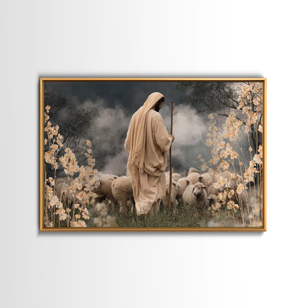 Staff Of Mercy | Framed Canvas Print | Jesus Painting | Christian Art Canvas | Christian Wall Art | Christian Art Print | Christian Gift