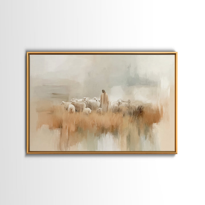 Waterside Shepherd, Framed Canvas Print, Christian Wall Art, Christian Art Canvas, Jesus Painting, Modern Christian Art, Christian Gift Ide