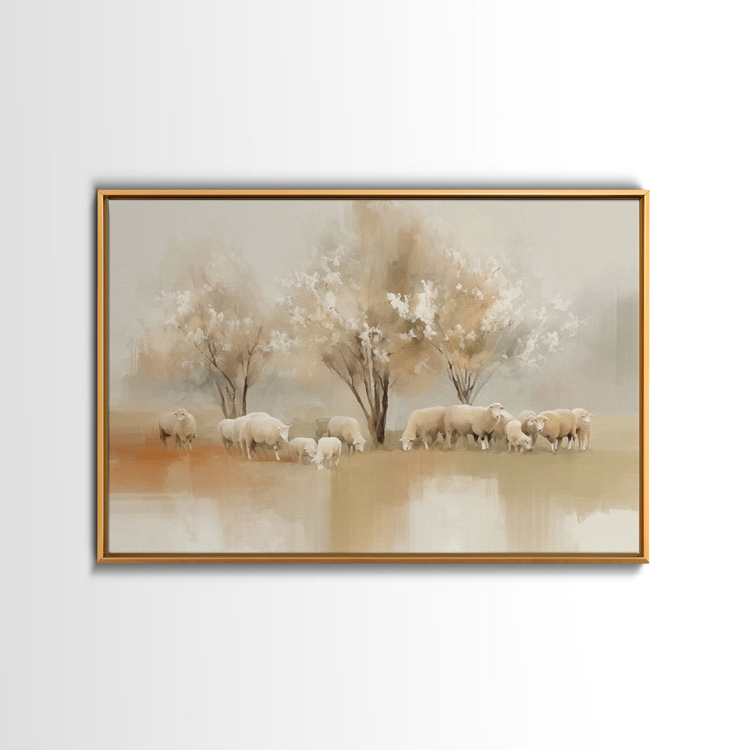 Pasture Blossoms – Framed Canvas Print – Christian Wall Art – Christian Art Canvas – Christian Painting – Subtle Christian Art – Christian