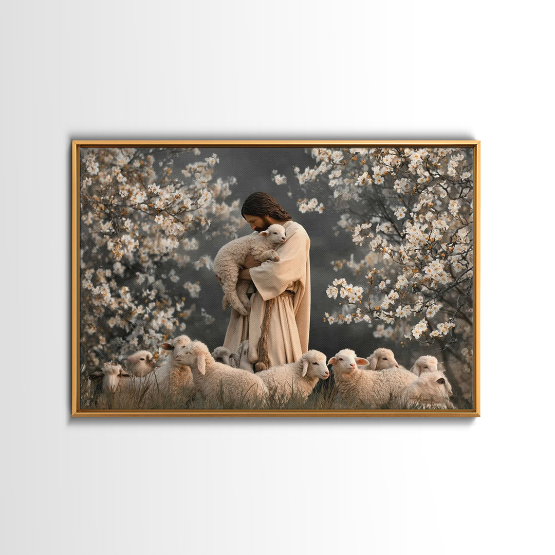 Lamb Of Comfort, Framed Canvas Print, Jesus Painting, Christian Art Canvas, Christian Wall Art, Christian Gift, Modern Christian Art