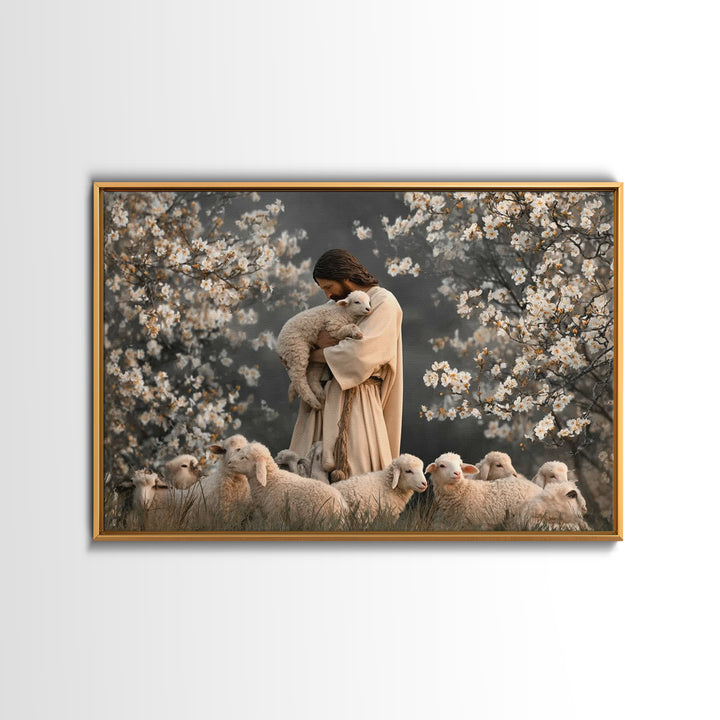 Lamb Of Comfort, Framed Canvas Print, Jesus Painting, Christian Art Canvas, Christian Wall Art, Christian Gift, Modern Christian Art