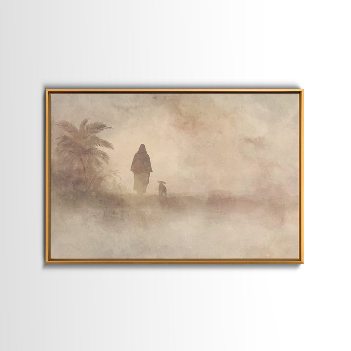Desert Morning Hope – Framed Canvas Print – Christian Art Canvas – Christian Christmas Art – Christian Wall Art – Jesus Painting – Christia