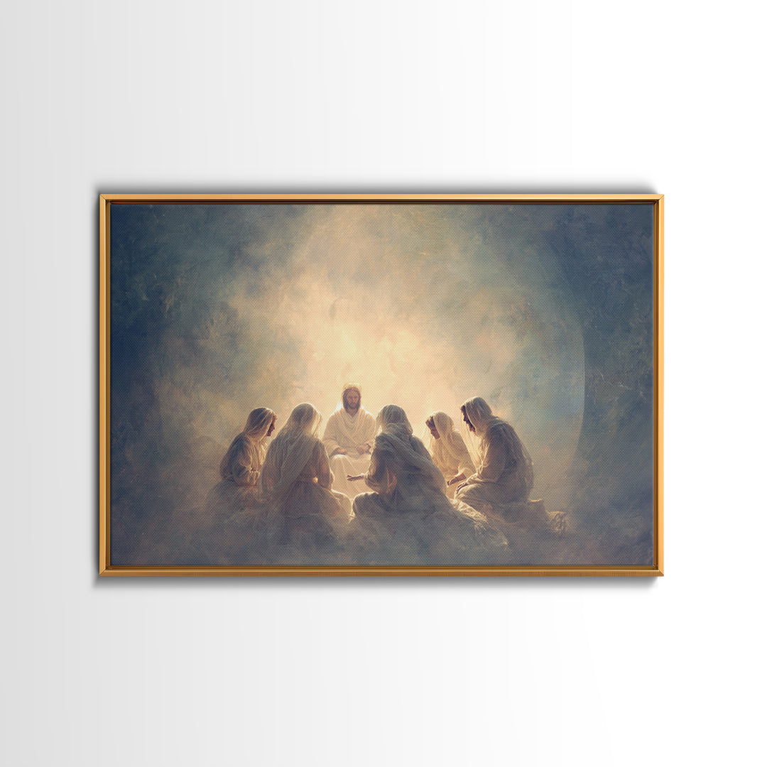 Heavenly Circle | Framed Canvas Print | Christian Art Canvas | Jesus Painting | Modern Christian Art | Christian Wall Art | Christian Chris