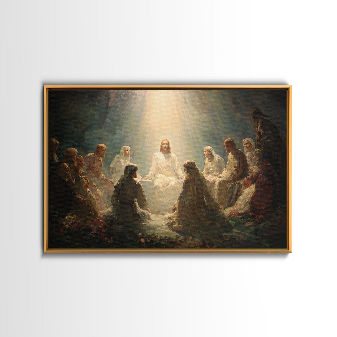Divine Illumination, Framed Canvas Print, Christian Wall Art, Jesus Canvas Art, Modern Christian Painting, Christian Christmas Art, Christi