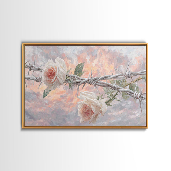 Roses Of Redemption – Framed Canvas Print – Christian Wall Art – Christian Art Canvas – Moody Christian Art – Christian Christmas Art – Mod