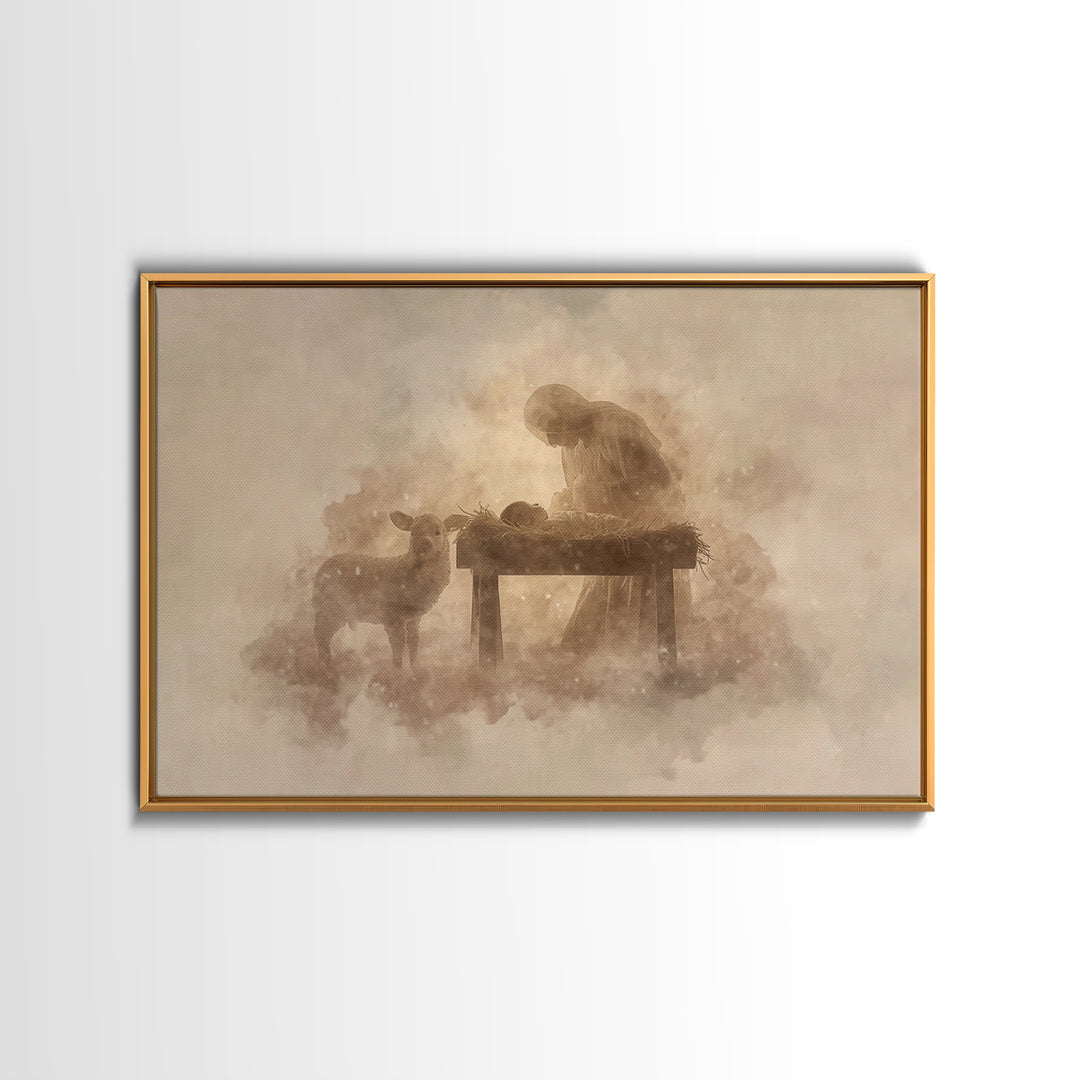 Sacred Stillness – Framed Canvas Print – Christian Christmas Art – Christian Art Canvas – Christian Wall Art – Christian Art Prints – Chris