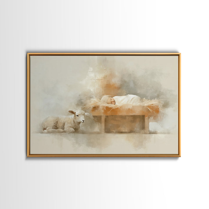 Peaceful Arrival – Framed Canvas Print – Christian Wall Art – Christian Art Canvas – Minimalist Christian Art – Christian Christmas – Chris