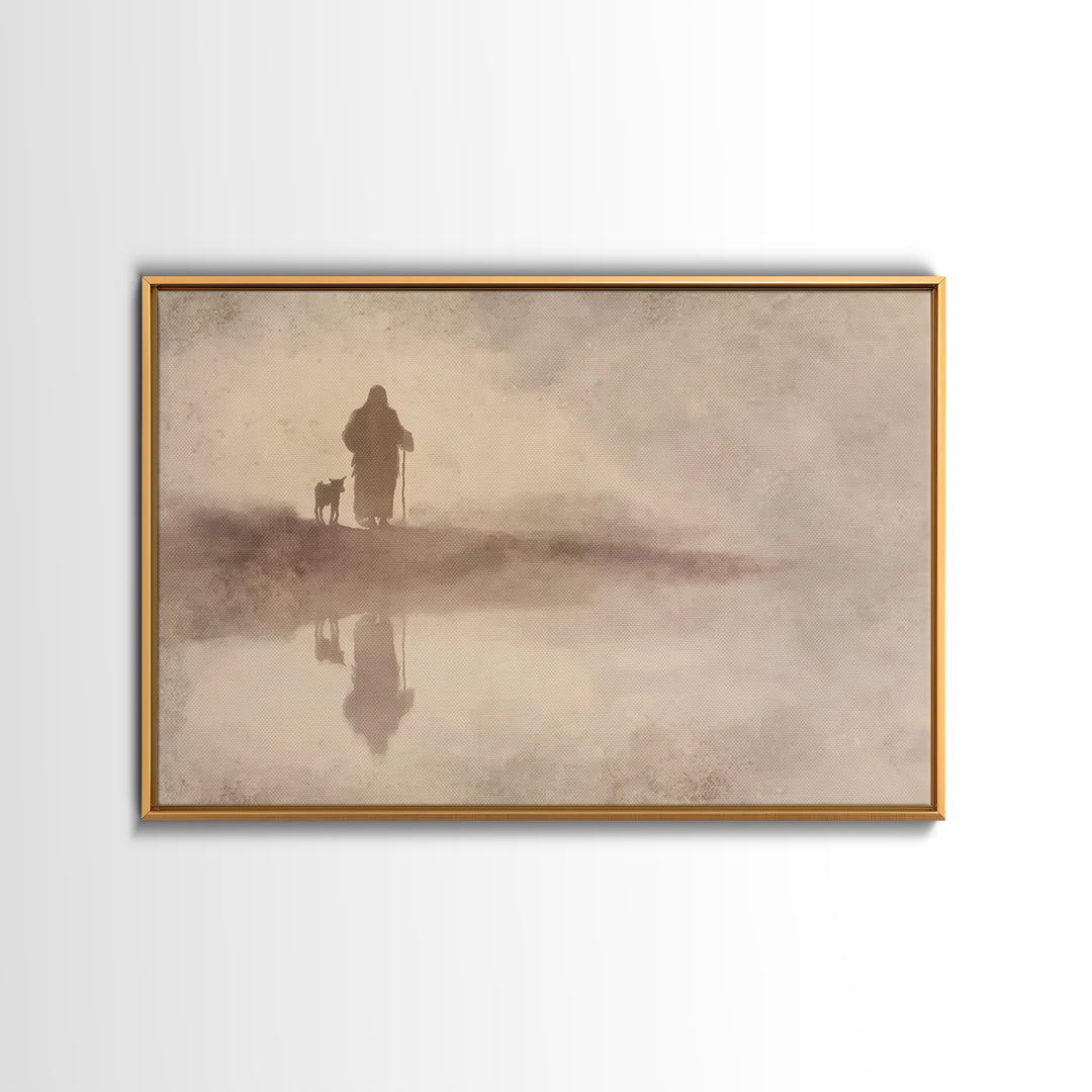Shepherd’s Walk – Framed Canvas Print – Christian Wall Art – Christian Art Canvas – Christian Art Work – Moody Christian Art – Christian Gi