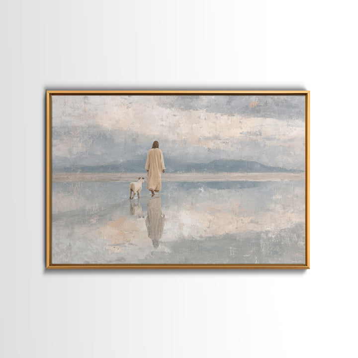 Peaceful Horizon Path – Framed Canvas Print – Christian Art Print – Christian Wall Art – Jesus Painting – Minimalist Christian Art – Christ
