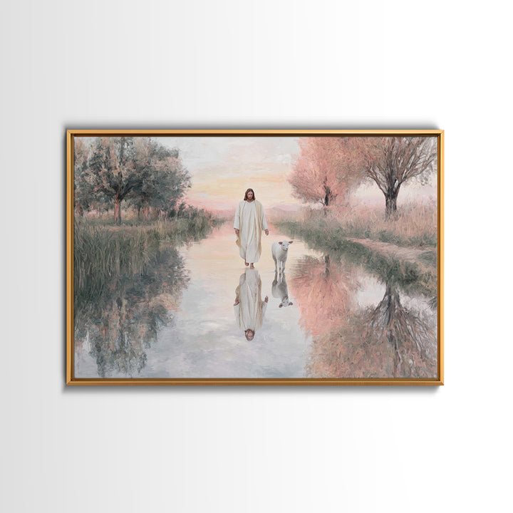 Calm Pasture Journey – Framed Canvas Print – Christian Wall Art – Christian Art Canvas – Jesus Painting – Subtle Christian Art – Christian