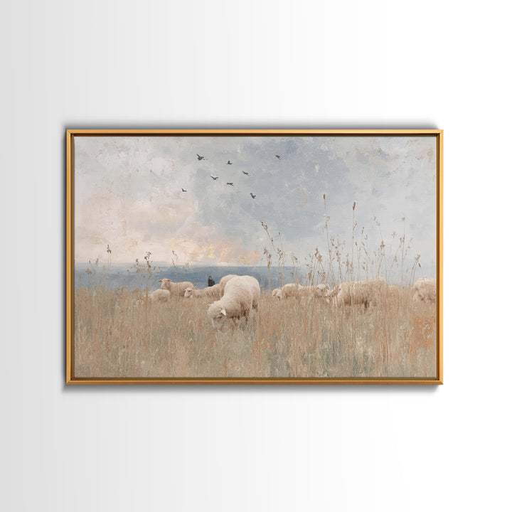 Radiant Sky Gathering, Framed Canvas Print, Christian Wall Art, Christian Art Canvas, Christian Christmas Art, Jesus Painting, Modern Chris